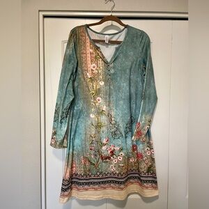 Bohemian Floral Long Sleeve Dress/Tunic Top